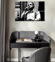 A legnagyobb maffiózók vásznon THE GODFATHER - VITO CORLEONE egy üveg whiskyvel 120x80 cm