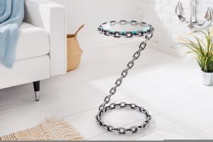 CHAIN ezüst üveg dohányzóasztal 55cm