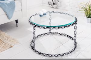 CHAIN ezüst üveg dohányzóasztal 65cm