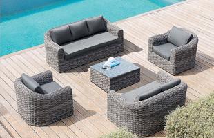 Rattan BORNEO LUXURY készlet 7 ember számára (szürke)