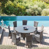 Rattan étkezőkészlet BORNEO LUXURY 1 + 8 (szürke)