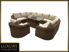 Rattan moduláris étkezőgarnitúra BORNEO LUXURY 9 személyes (barna)